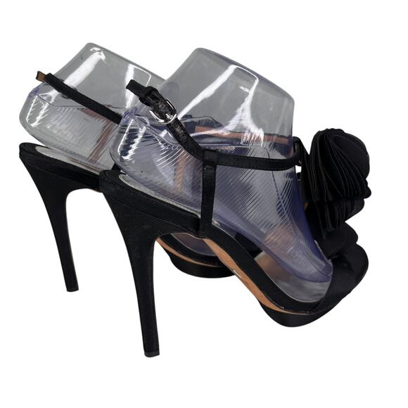 Badgley Mischka Black Satin Stilettos 5 1/2” Heel 9M - Picture 4 of 16